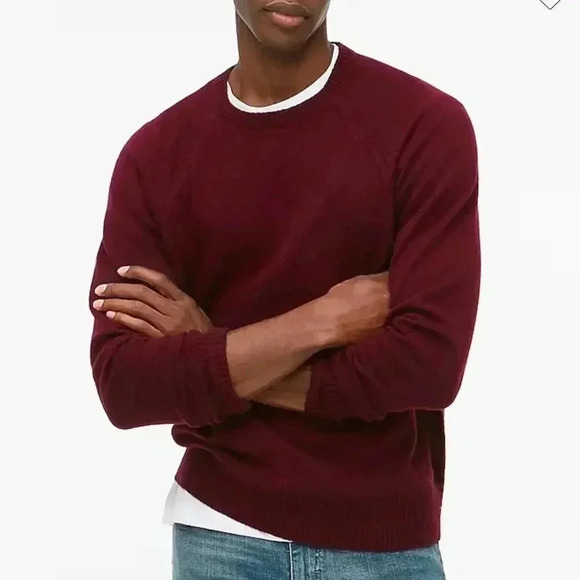 J Crew Factory Crewneck sweater supersoft lambswool blend Heather Cabernet M NWT - Picture 1 of 6